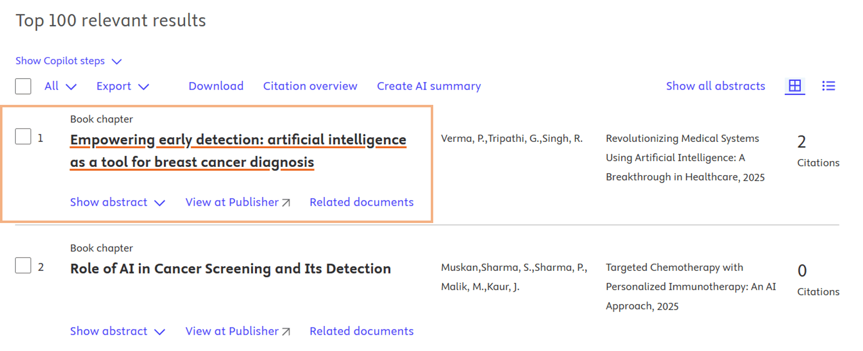รายการบทความจาก Semantic Search