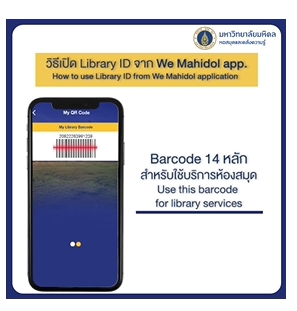Infographic: how to open the Library ID from the We Mahidol application