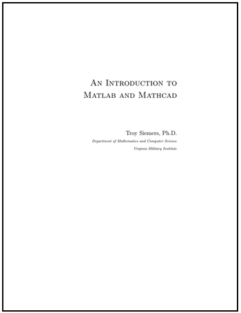 An Introduction to Matlab and Mathcad