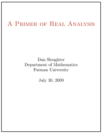 A Primer of Real Analysis