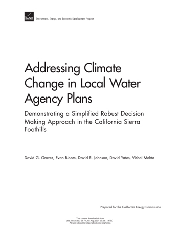 Addressing Climate Change in Local Water Agency Plans